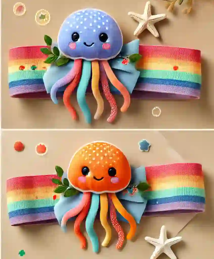 Jellyfish-Themed Baby Headband with Plush Jellyfish Toy